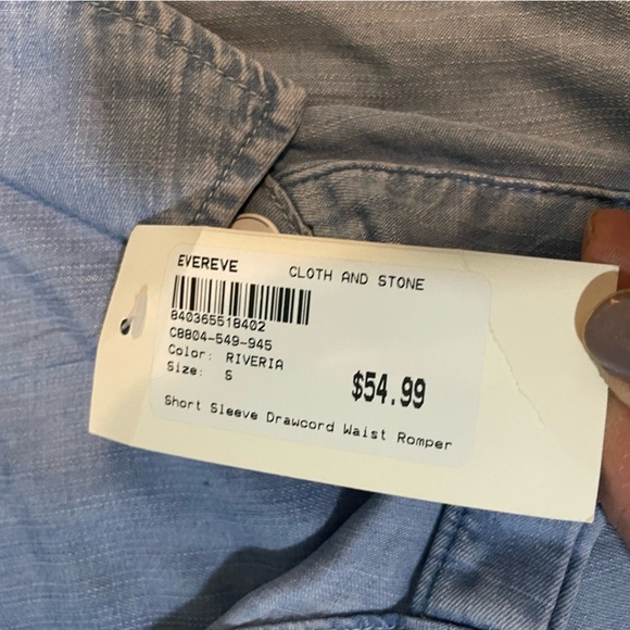 Cloth and Stone Evereve denim Buttton up Romper size small - Picture 7 of 11